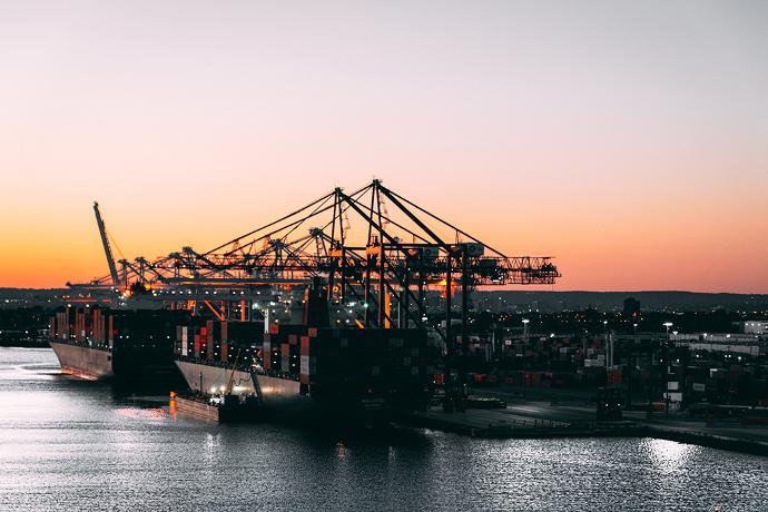 Image of a containership at port