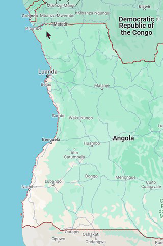 Map of angola seaborder